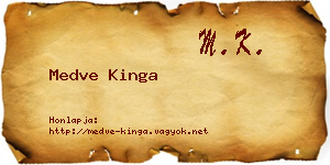 Medve Kinga névjegykártya